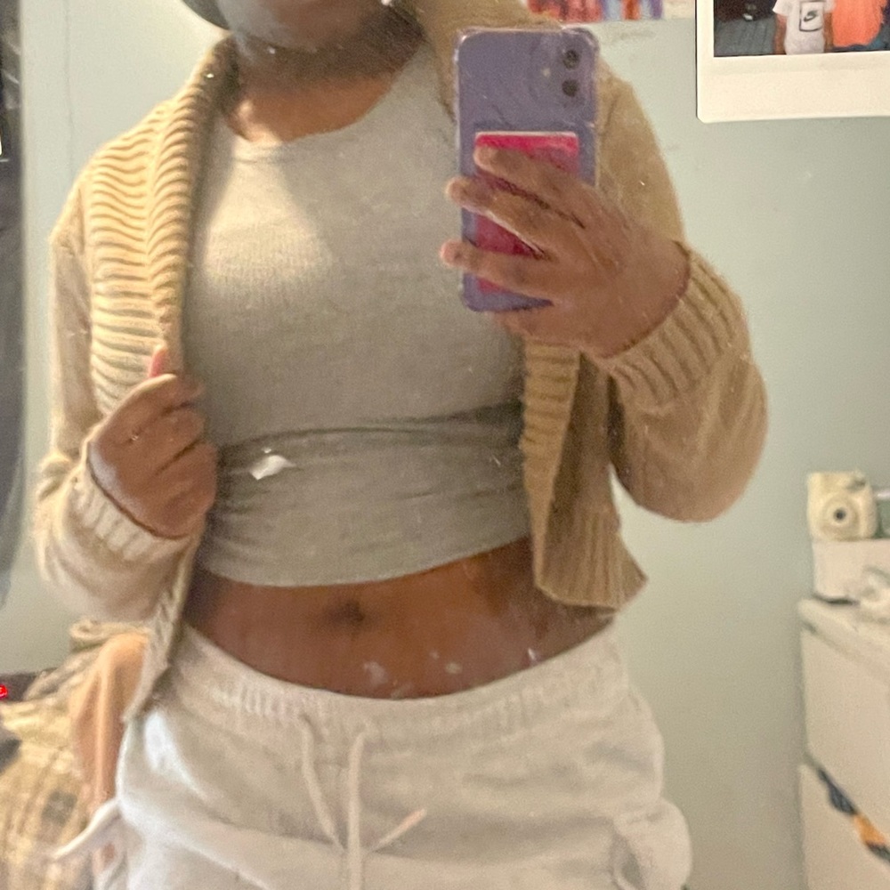Tan cardigan